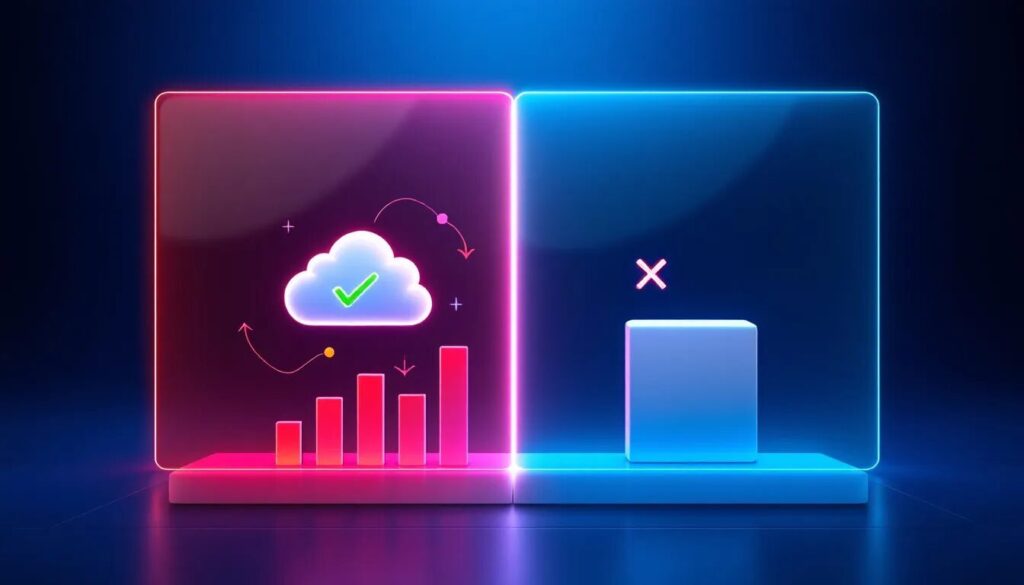 Vorteile einer cloudbasierten Lösung gegenüber On-Premise werden dargestellt.