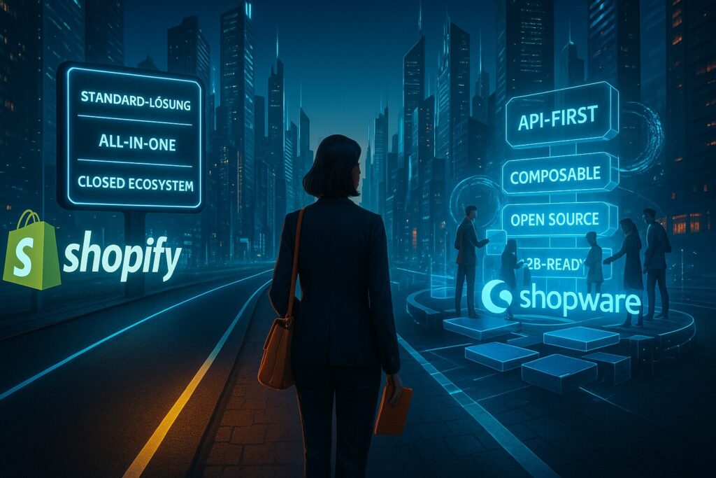 Übersicht der wichtigsten Eigenschaften von Shopify und Shopware.